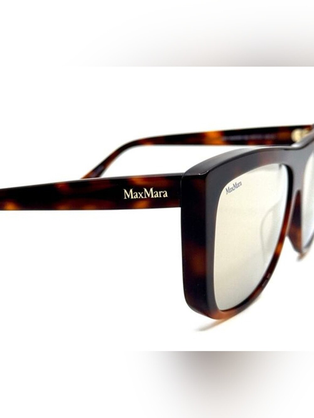 MaxMara MM0066 Lee1 Tortoise Square Sunglasses Gold Mirror Lens w/ Case - Picture 5 of 14